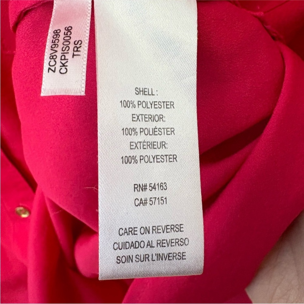Calvin Klein Fuchsia Pink Gold Button Down Blouse Size Small - Picture 9 of 10